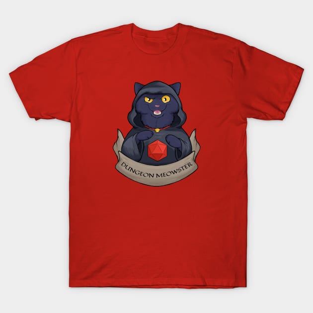 Dungeon Meowster Black Kitty T-Shirt by DnDoggos